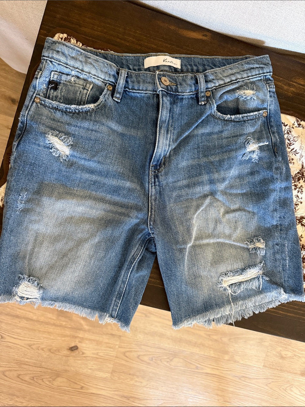 KanCan Light Wash Distressed Denim Shorts